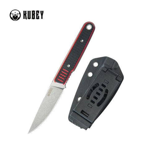Nóż Kubey JL Drop Point Fixie Red-Black G10, Beadblasted 14C28N by Justin Lundquist (KU356D) Kubey Knife
