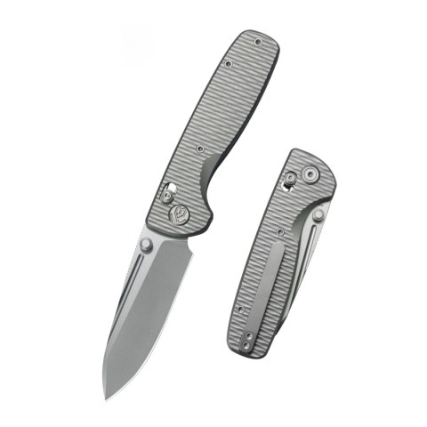 Nóż składany Kubey KB Knives Bluff Grey Ripple Titanium, Beadblasted M390 by Garet Caronna (KB383F) Kubey Knife