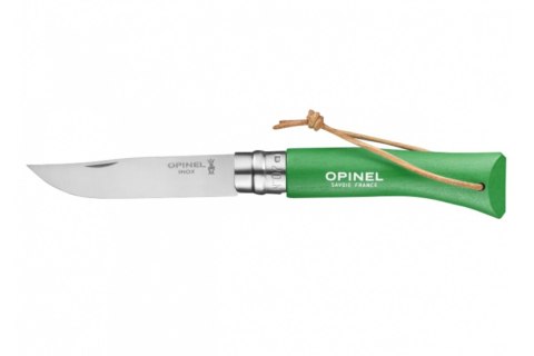 Nóż Opinel 7 Inox zelený z rzemykiem