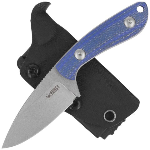 Noż Kubey Bloom Blue Micarta, Beadblasted 14C28N by Scott Halpern (KU411B) Kubey Knife