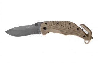 Nóż ratowniczy ESP z ząbkowanym ostrzem - khaki