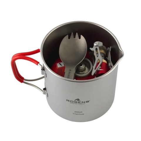 Zestaw do gotowania tytanowy Robens Fire Wisp Solo Cook Set Ultralight 650 ml - silver Robens