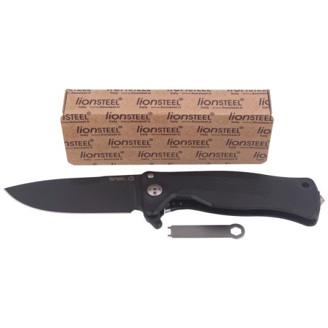 Nóż składany LionSteel SR11A Black Aluminum, Black Sleipner by Molletta (SR11A BB) LionSteel