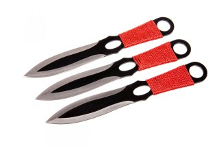 Zestaw noży do rzucania Kandar czerwony paracord (82)