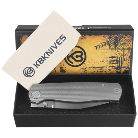 Nóż składany Kubey KB Knives Albatross Gray Titanium, Silver Beadblasted M390 by Ray Laconico (KB471A) Kubey Knife