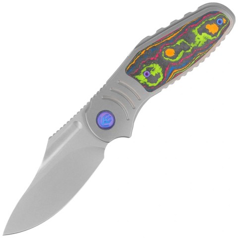 Nóż składany Kubey KB Knives Stroller Gray Titanium/Camo Carbon Fiber, Stonewashed CPM 20CV by Utilizator (KB384A) Kubey Knife