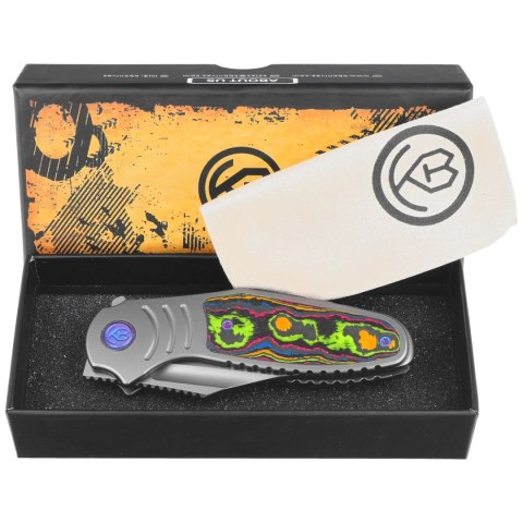 Nóż składany Kubey KB Knives Stroller Gray Titanium/Camo Carbon Fiber, Stonewashed CPM 20CV by Utilizator (KB384A) Kubey Knife