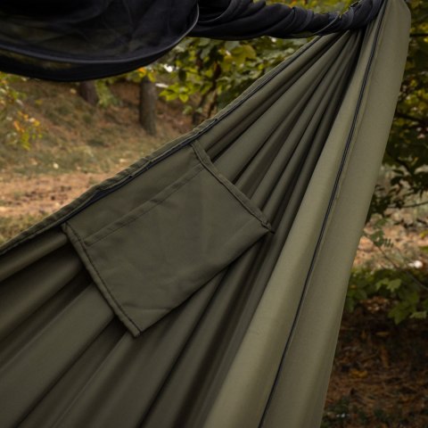 Hamak TigerWood Ważka V1 long z moskitierą Double Zip, khaki Tigerwood