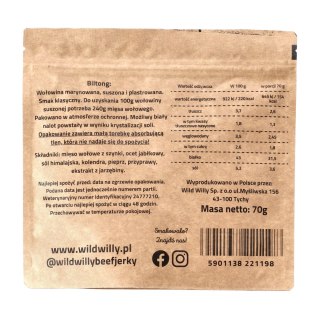 Wołowina suszona Wild Willy Biltong Classic 70 g Wild Willy