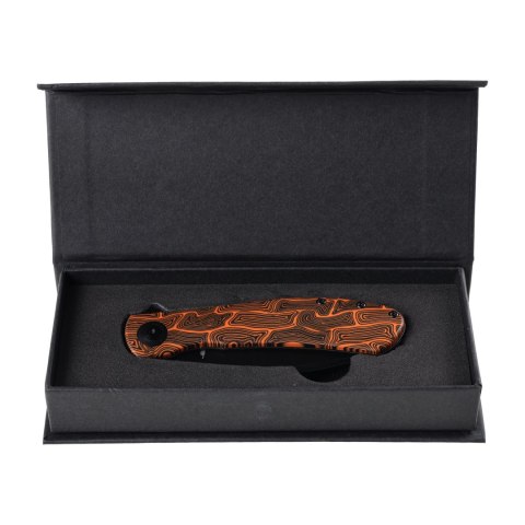Nóż Składany Trollsky Knives Mandu EVO MTE012 Liner Lock Black Stonewashed 14C28N Orange Turtle G10 Trollsky Knives