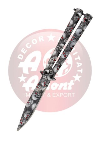 Nóż motylkowy Third Decor Habitat Balisong Skulls Camo Stainless Steel, Skull Camo 420 (TH-K0825) Decor Habitat