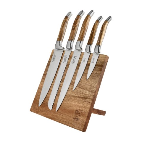 Komplet noży Laguiole Olive Wood z blokiem magnetycznym Laguiole