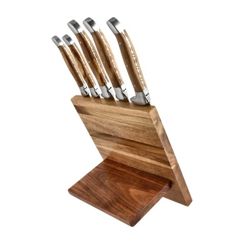 Komplet noży Laguiole Olive Wood z blokiem magnetycznym Laguiole