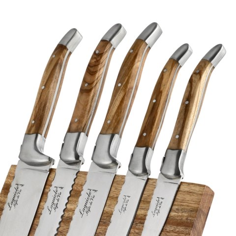 Komplet noży Laguiole Olive Wood z blokiem magnetycznym Laguiole