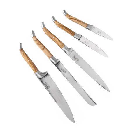Komplet noży Laguiole Olive Wood z blokiem magnetycznym Laguiole