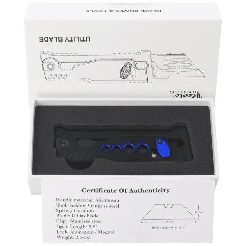 Nóż grawitacyjny Reate EXO-U Black-Blue Speedhole Aluminium, Stainless Steel (EXO-U SBK.BL) Reate Knives