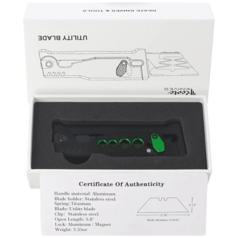 Nóż grawitacyjny Reate EXO-U Black-Green Speedhole Aluminium, Stainless Steel (EXO-U SBK.GR) Reate Knives