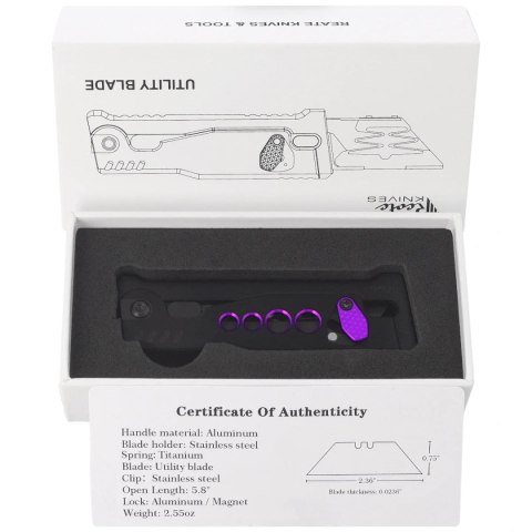 Nóż grawitacyjny Reate EXO-U Black-Purple Speedhole Aluminium, Stainless Steel (EXO-U SBK.PU) Reate Knives