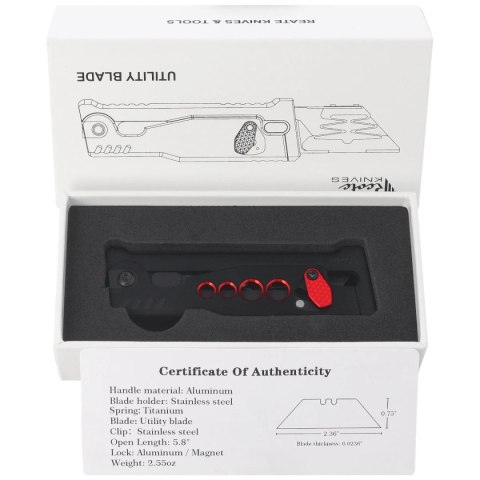 Nóż grawitacyjny Reate EXO-U Black-Red Speedhole Aluminium, Stainless Steel (EXO-U SBK.RD) Reate Knives