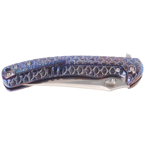 Nóż składany WeKnife Dracarys LE No 143/199 Flamed Titanium, Satin M390 (WE25061B-3) WE Knife
