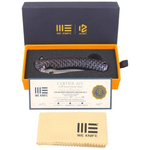 Nóż składany WeKnife Dracarys LE No 143/199 Flamed Titanium, Satin M390 (WE25061B-3) WE Knife