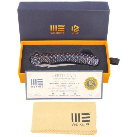 Nóż składany WeKnife Dracarys LE No 150/199 Flamed Titanium, Satin M390 (WE25061B-3) WE Knife