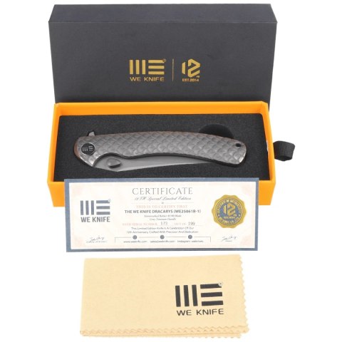 Nóż składany WeKnife Dracarys LE No 173/199 Gray Titanium, Stonewashed M390 (WE25061B-1) WE Knife