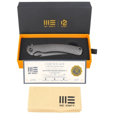 Nóż składany WeKnife Dracarys LE No 015/199 Gray Titanium, Stonewashed M390 (WE25061B-1) WE Knife