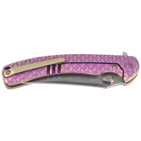 Nóż składany WeKnife Dracarys LE No 017/199 Purple / Golden Titanium, Hand Rubbed Satin M390 (WE25061B-2) WE Knife