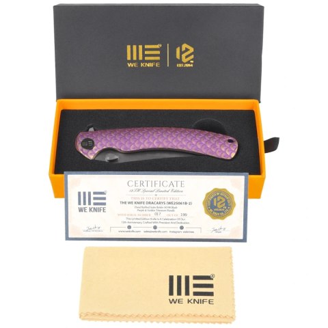 Nóż składany WeKnife Dracarys LE No 017/199 Purple / Golden Titanium, Hand Rubbed Satin M390 (WE25061B-2) WE Knife