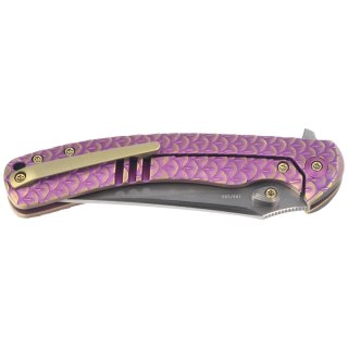 Nóż składany WeKnife Dracarys LE No 193/199 Purple / Golden Titanium, Hand Rubbed Satin M390 (WE25061B-2) WE Knife