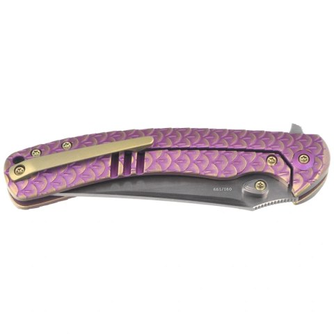 Nóż składany WeKnife Dracarys LE No 091/199 Purple / Golden Titanium, Hand Rubbed Satin M390 (WE25061B-2) WE Knife