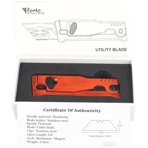 Nóż grawitacyjny Reate EXO-U V2 Orange Plain Aluminium, Stainless Steel (EXO-U-V2 POR) Reate Knives