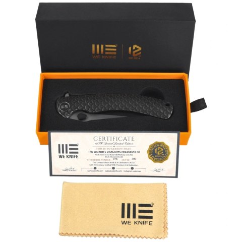 Nóż składany WeKnife Dracarys LE No 076/199 Black Titanium, Black Stonewashed / Satin M390 (WE25061B-5) WE Knife