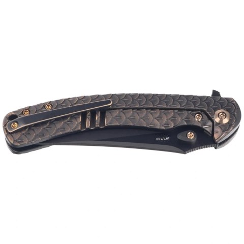 Nóż składany WeKnife Dracarys LE No 197/199 Bronze / Black Titanium, Black Stonewashed M390 (WE25061B-4) WE Knife