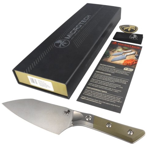 Nóż kuchenny Microtech Santoku 6'' Titanium Bolster/OD Green G10, Stonewashed M390MK (3200B-10OD) Microtech Knives