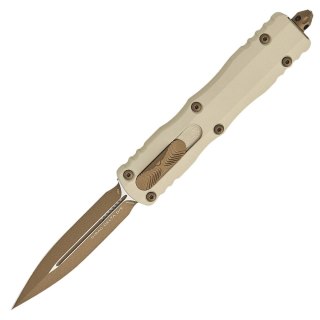 Nóż automatyczny OTF Microtech Dirac Delta D/E Champagne Aluminium, Burnt Bronze M390MK by Tony Marfione (227-1CG-C19) Microtech Knives
