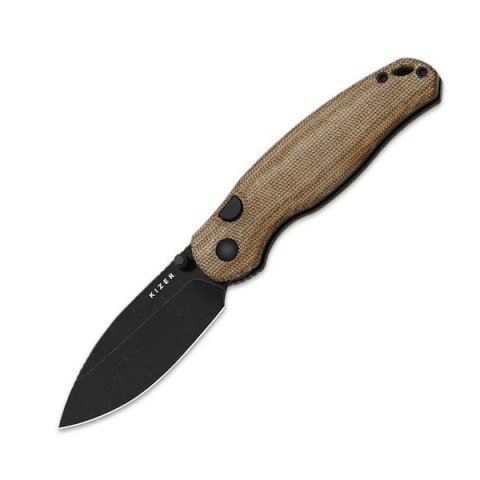 Nóż składany Kizer Phoca BD Brown Norplex UltreX Micarta, Black Stonewashed 14C28N (V3781BDA1) Kizer Cutlery