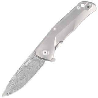 Nóż składany LionSteel T.R.E. Gray Titanium, Thor Damasteel Damascus by Molletta (TRE DT GY) LionSteel