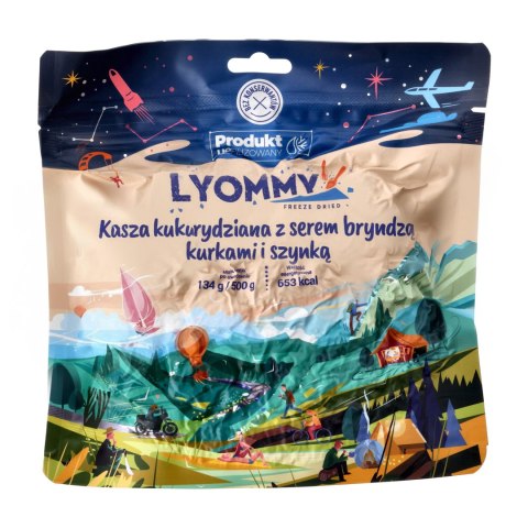 Kasza kukurydziana Lyommy z serem bryndza, kurkami i szynką 500 g Lyommy