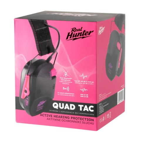 Ochronniki słuchu aktywne RealHunter Active ProSHOT QuadTAC devil pink RealHunter
