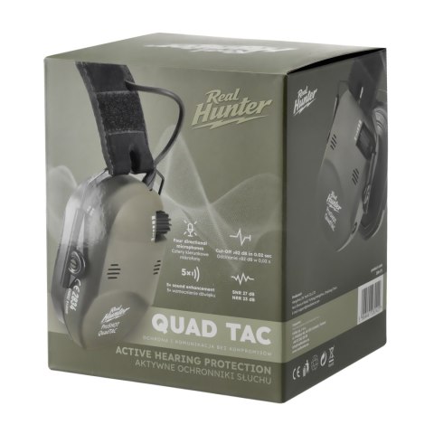 Ochronniki słuchu aktywne RealHunter Active ProSHOT QuadTAC oliwkowe RealHunter