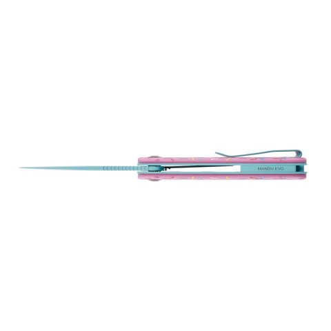 Nóż Składany Trollsky Knives Mandu EVO Liner Lock Blue 14C28N Pink G10 Trollsky Knives