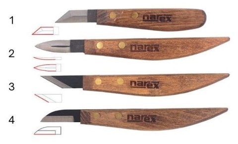 Zestaw noży do rzeźbienia Narex Profi 4szt (869100) Narex