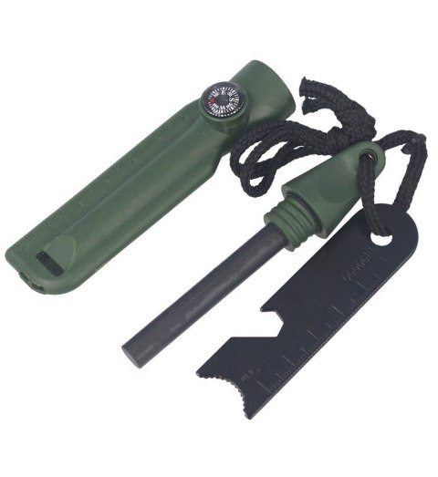 Krzesiwo Barbaric Fire Starter z kompasem, gwizdkiem Green (39135-VE) Barbaric by Martinez Albainox