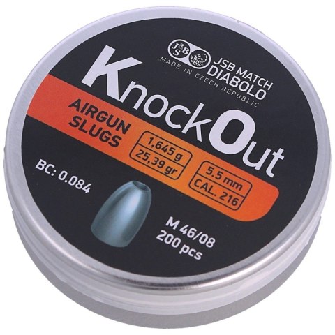 Śrut JSB Slug KnockOut .216 / 5.50 mm, 1.645 g, 200 szt. (546122-200) JSB