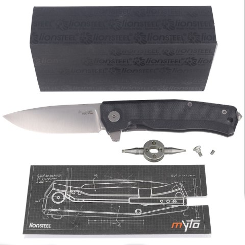 Nóż składany LionSteel Myto Black Canvas, Satin M390 by Molletta ( (MT01 CVB) LionSteel