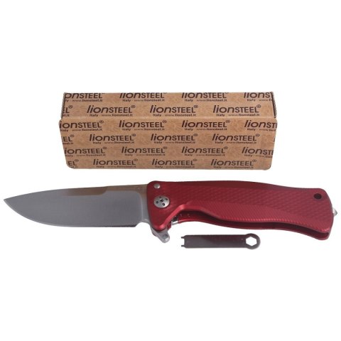 Nóż składany LionSteel SR11A Red Aluminum, Satin Sleipner by Molletta (SR11A RS) LionSteel