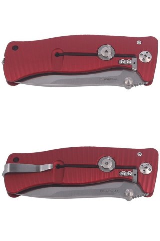 Nóż składany LionSteel SR1A Red Aluminum, Satin D2 by Molletta (SR1A RS) LionSteel
