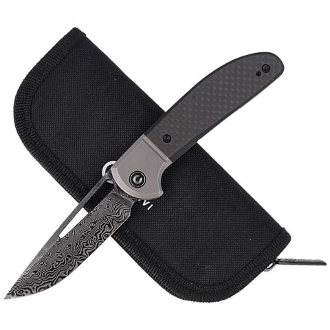 Nóż składany CIVIVI Trailblazer Twill Carbon Fiber / Black G10, Black Damascus (C2018DS-1) Civivi by WE Knife